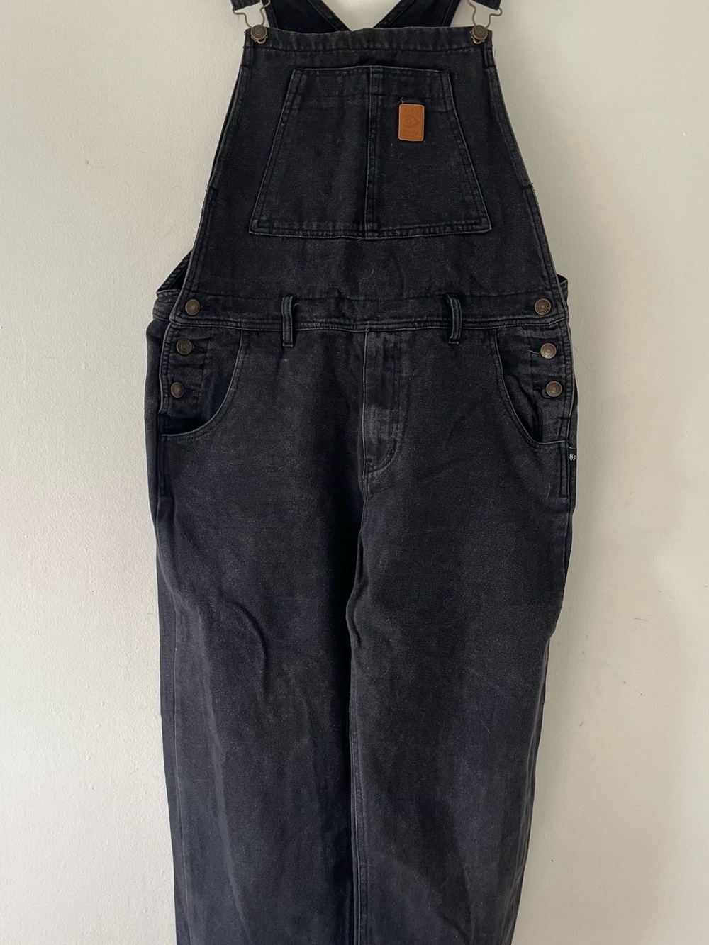 Plenty HMNWR Relaxed Fit Denim Overalls Dark Charcoal M